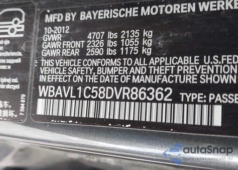 2013 BMW X1 xDrive28I z USA, uszkodzony, nr VIN WBAVL1C58DVR86362